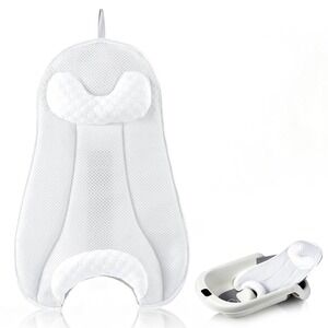 EverKiddo Baby Bath Support Seat Cushion Mesh‎ Ergonomic Neck Pillow White